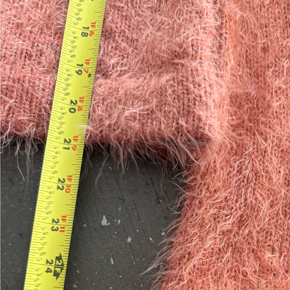 4SI3NNA Pink V-Neck Eyelash Sweater Bell Sleeves Fluffy Knit Cozy Fuzzy Med Y2K - Picture 8 of 14